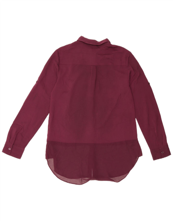 Dkny Womens Longline Oversized skjortebluse UK 6 XS Burgundy Polyester