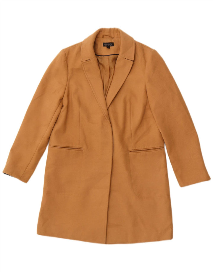 TOPSHOP Åben overfrakke til kvinder UK 10 Small Beige Polyester