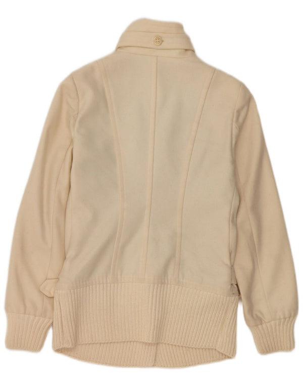 Benetton Womens Bomber Jacket IT 38 XS Off White Uld