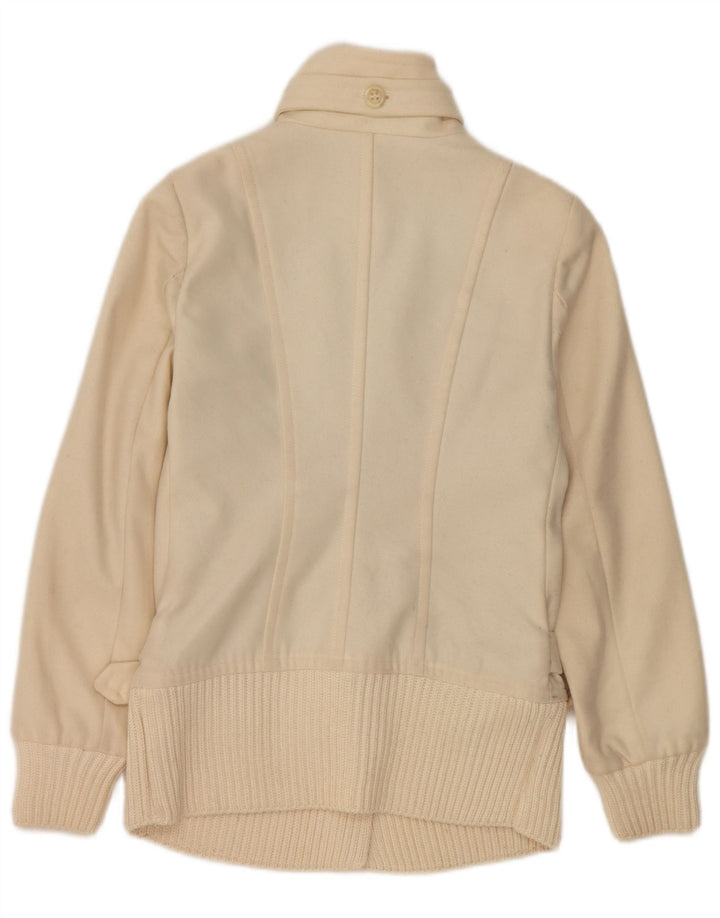 Benetton Womens Bomber Jacket IT 38 XS Off White Uld