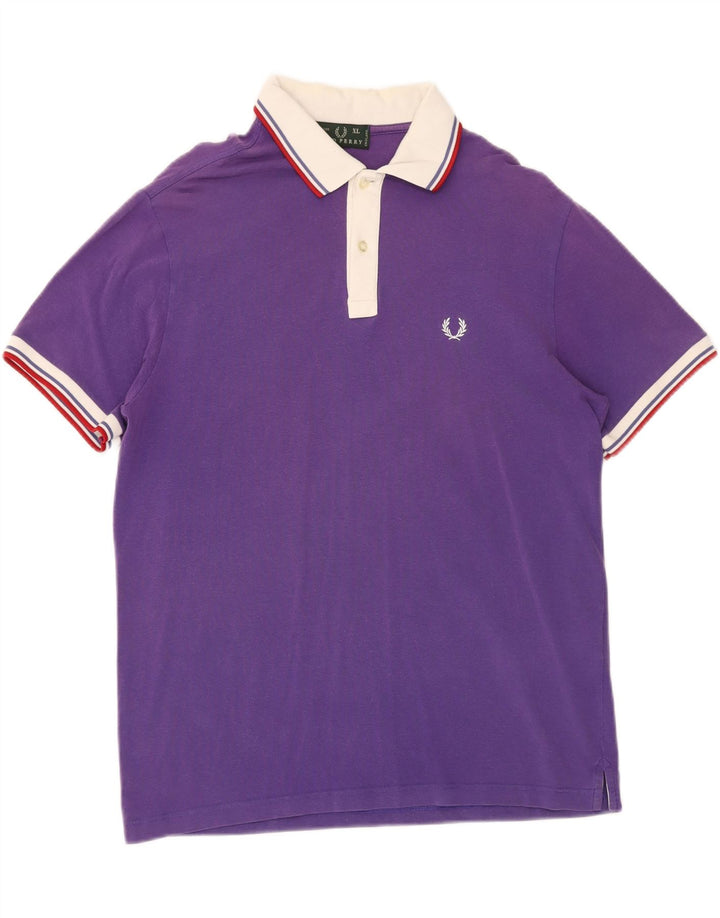 FRED PERRY Poloshirt til mænd XL Lilla bomuld