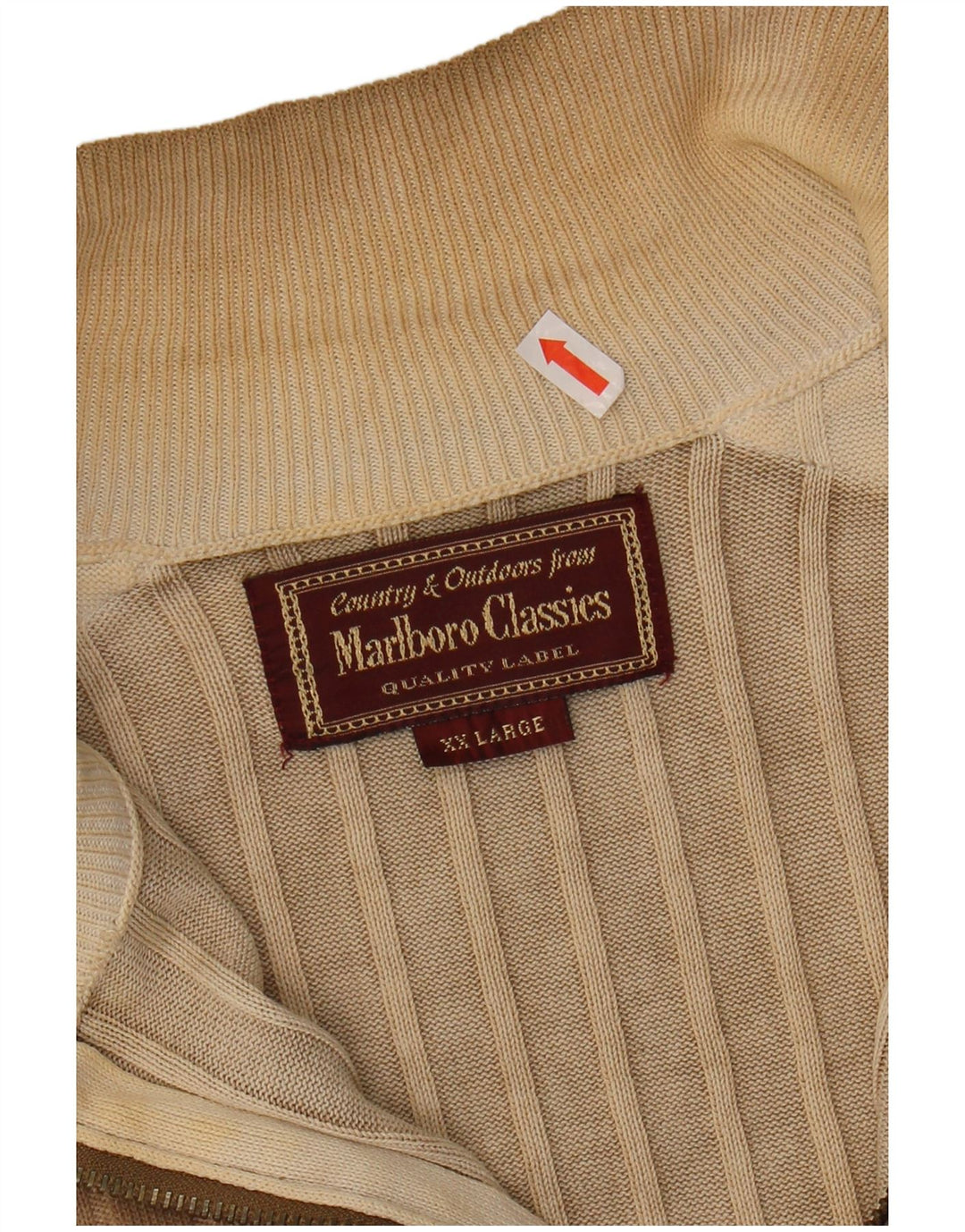 MARLBORO CLASSICS Mens Zip Neck Jumper Sweater 2XL Brown Cotton