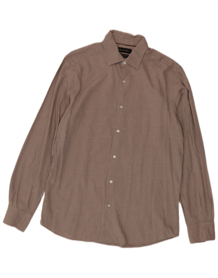 Massimo Dutti herreskjorte medium brun nålestribet bomuld