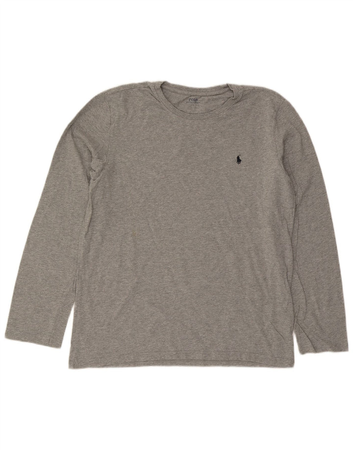 POLO RALPH LAUREN Mens Top Long Sleeve Large Grey Cotton
