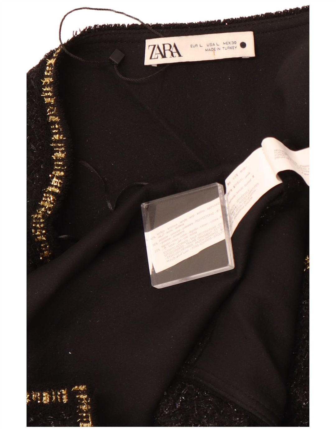 ZARA Dame Tunika One Shoulder Top UK 14 Large Black Flecked Acryl