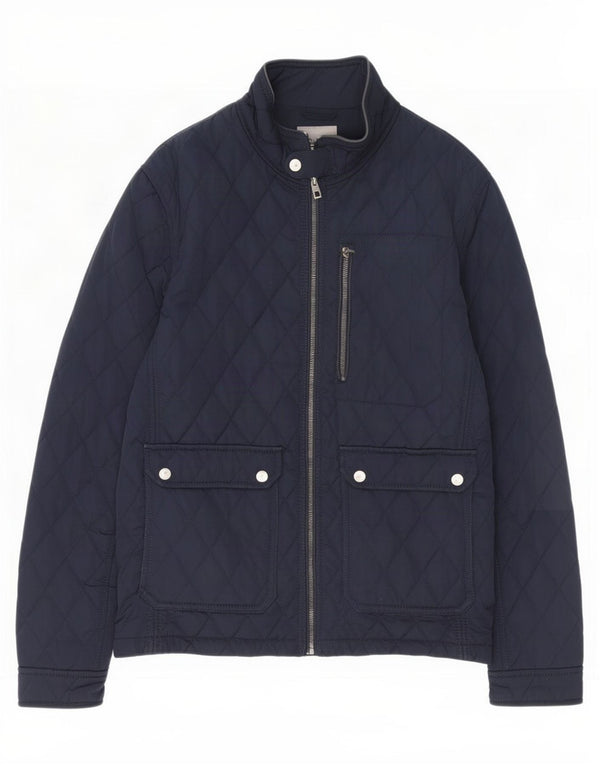 Zara Herre Quiltet jakke UK 40 Large Navy Blue Polyester