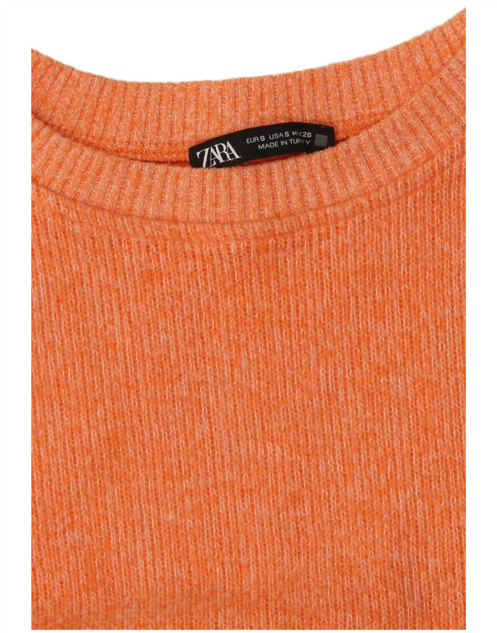 Zara Womens Crop Oversized Top Langærmet UK 10 Small Orange