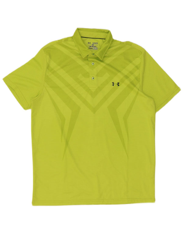 Under Armour Herre Heat Gear Polo Shirt XL Grøn Geometrisk Polyamid