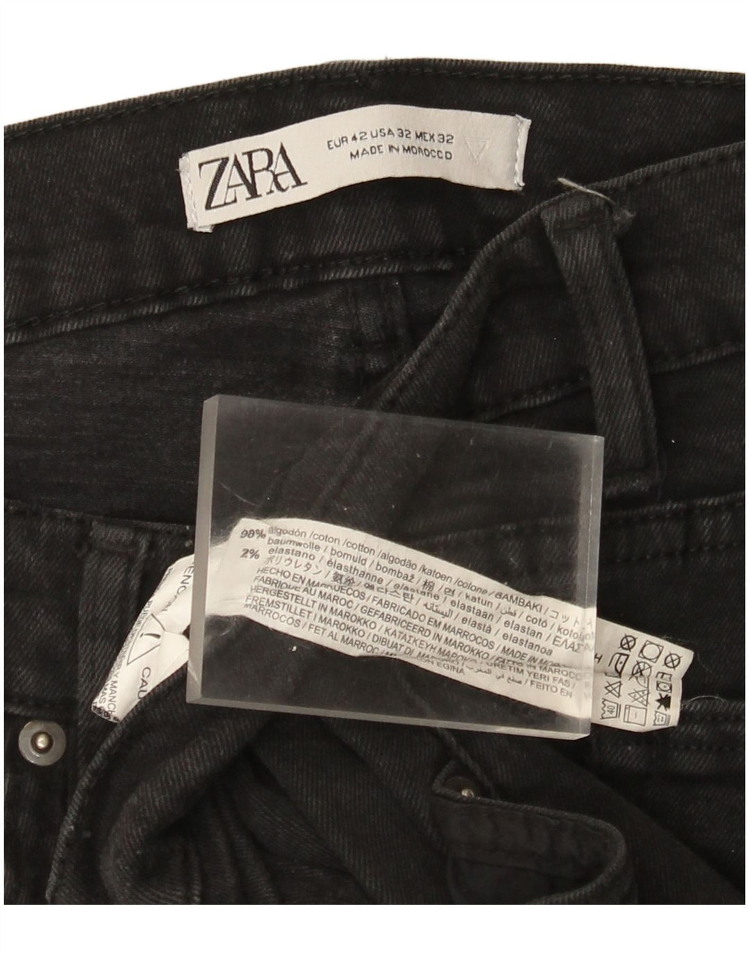 Zara Herre Slim Jeans EU 42 Large W32 L31 Sort Bomuld
