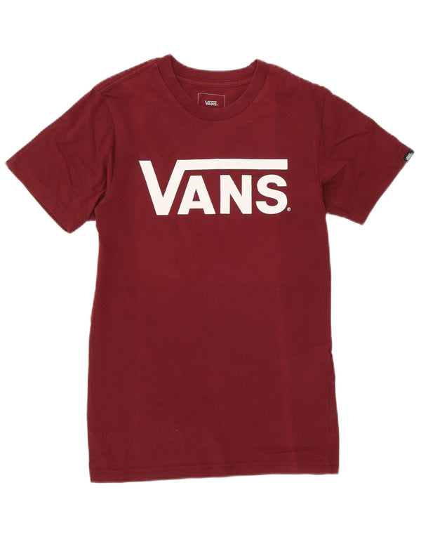 VANS Dame Classic Fit Grafisk T-Shirt Top UK 6 XS Bourgogne bomuld