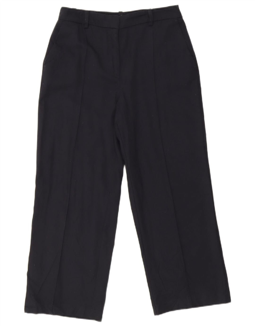 Zara Straight Cropped Bukser Medium W28 L25 Navy Blue Polyester
