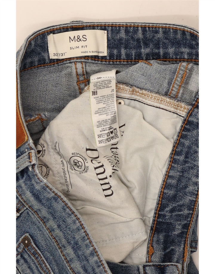 Marks & Spencer Herre Slim Jeans W32 L30 Blå Bomuld
