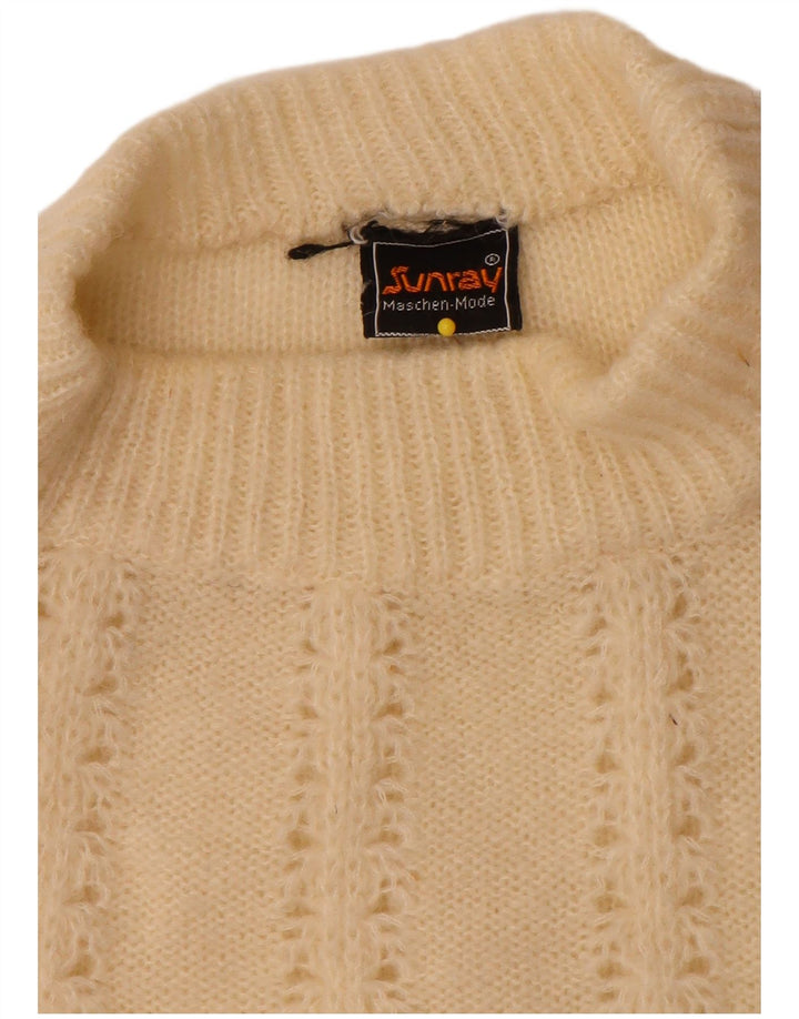 Vintage Dame Turtle Neck Jumper Sweater UK 14 Medium Off White