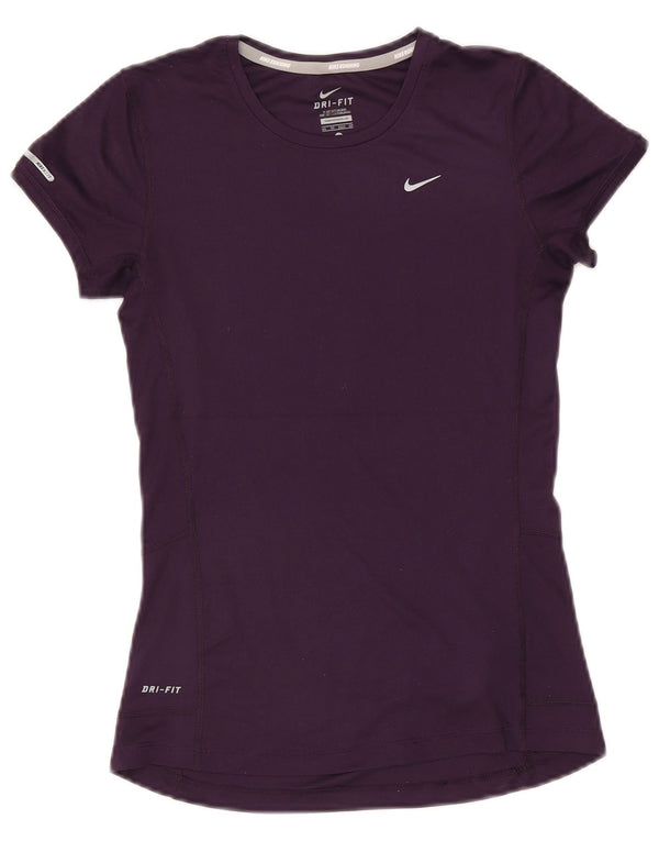 Nike Dame Dri Fit T-Shirt Top UK 6 XS Lilla Polyester
