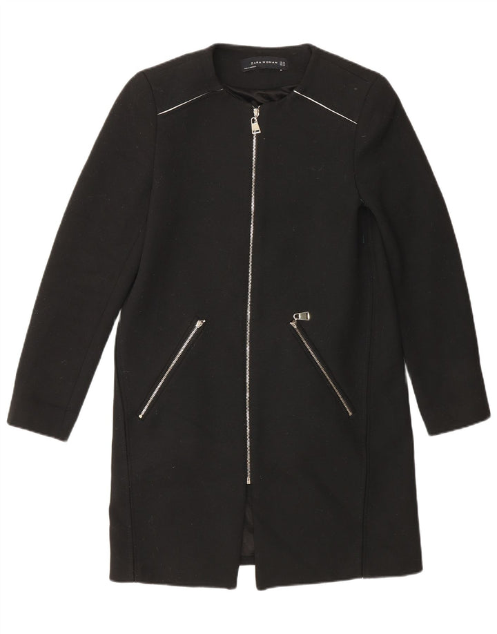 Zara Dame Overfrakke UK 6 XS Sort Polyester