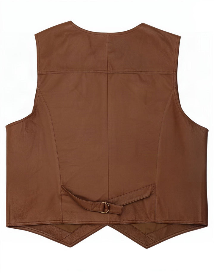 Vintage herre lædervest 2XL brun