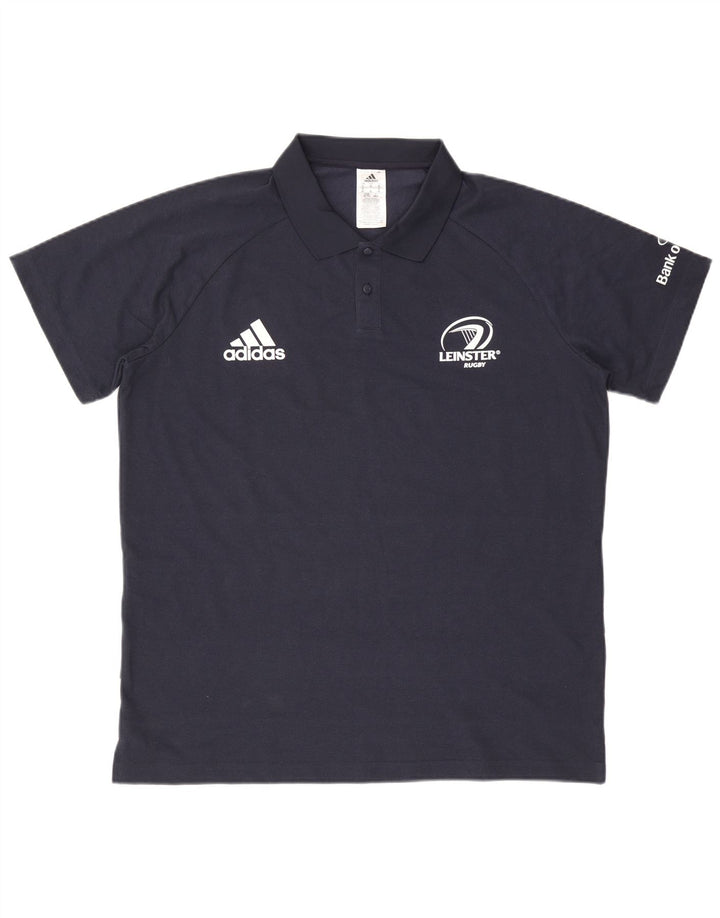 ADIDAS herre poloshirt XL marineblå stribet bomuld