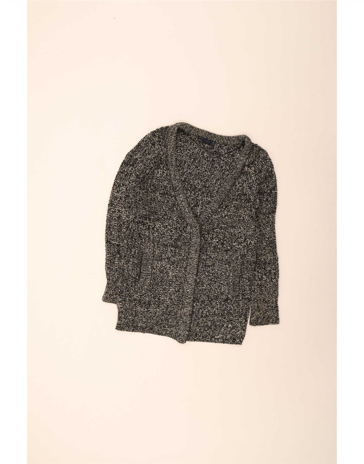 Zara Womens Longline Cardigan Sweater UK 14 Medium Grey Flecked Acryl