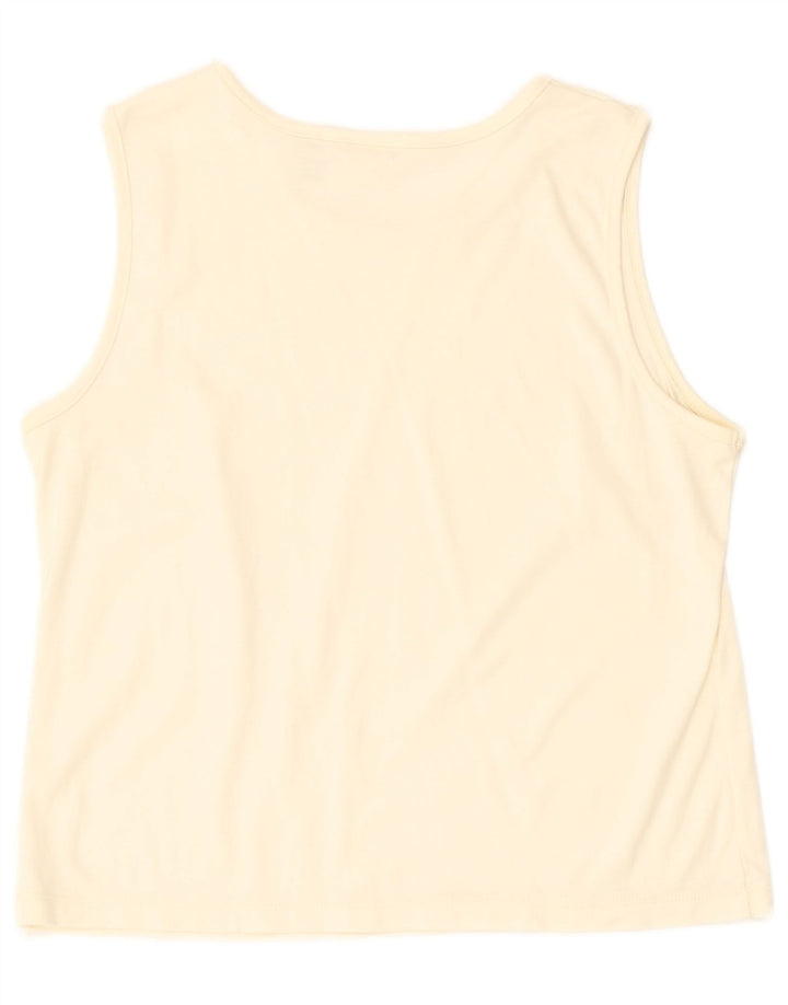 L.L.BEAN Womens Crop Vest Top UK 14 Medium Off White Cotton