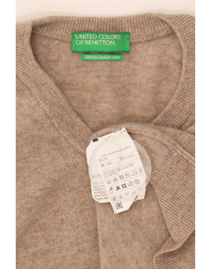 Benetton Herre V-hals sweater lille beige uld