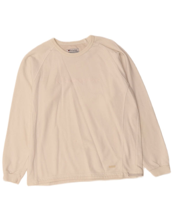 Champion Dame Grafisk Oversized Sweatshirt Jumper UK 10 Small Off White