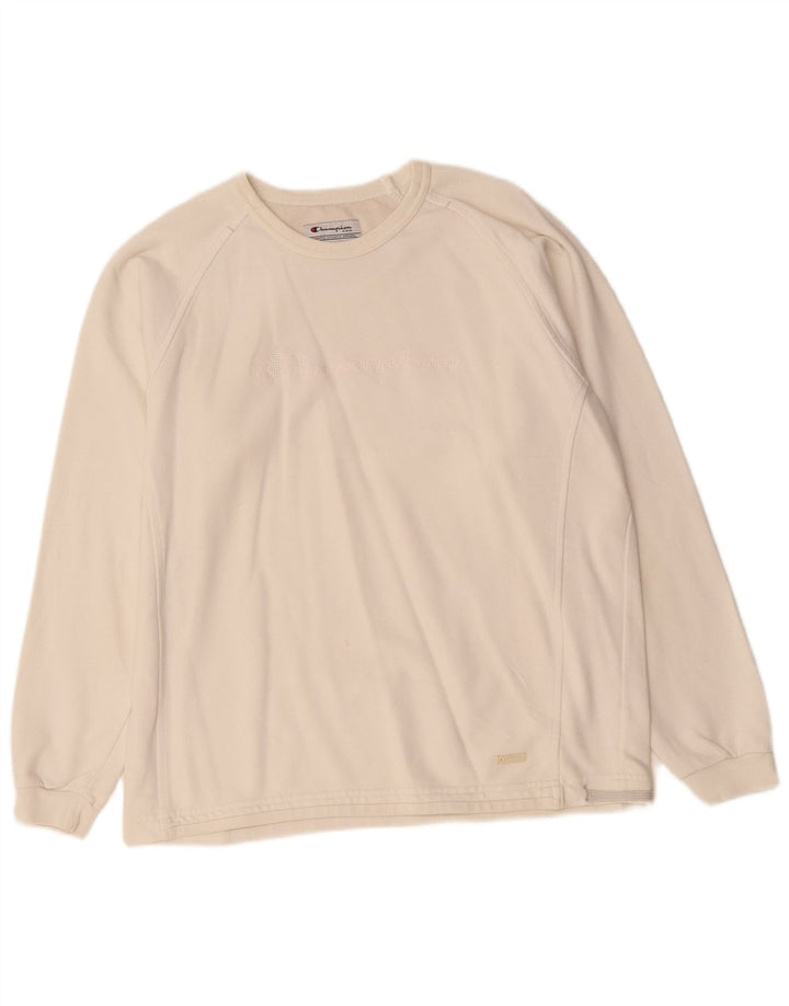 Champion Dame Grafisk Oversized Sweatshirt Jumper UK 10 Small Off White