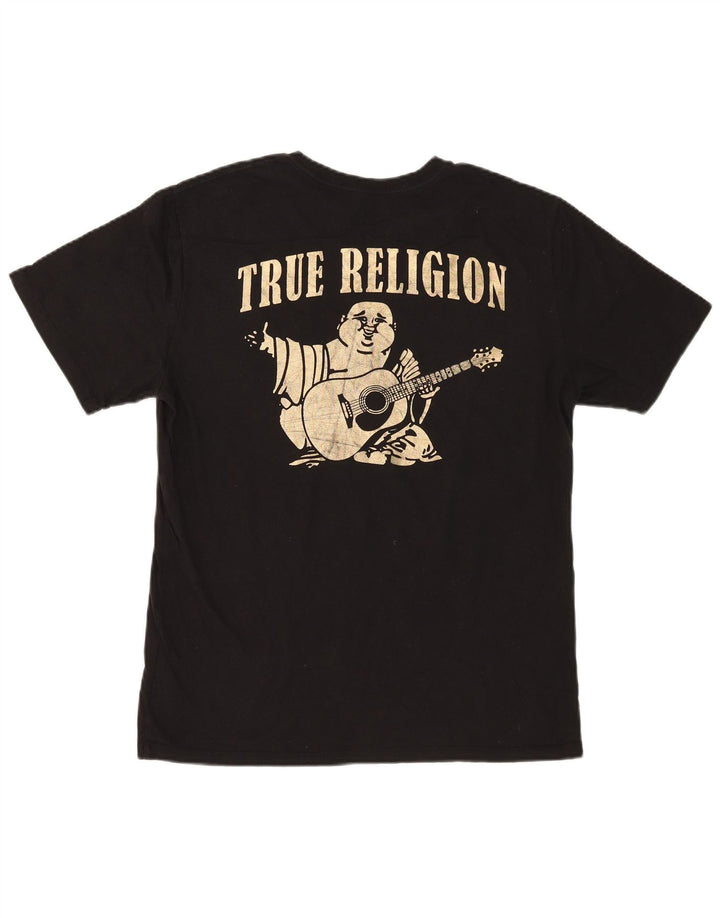 True Religion Herre grafisk T-shirt Top Stor sort bomuld