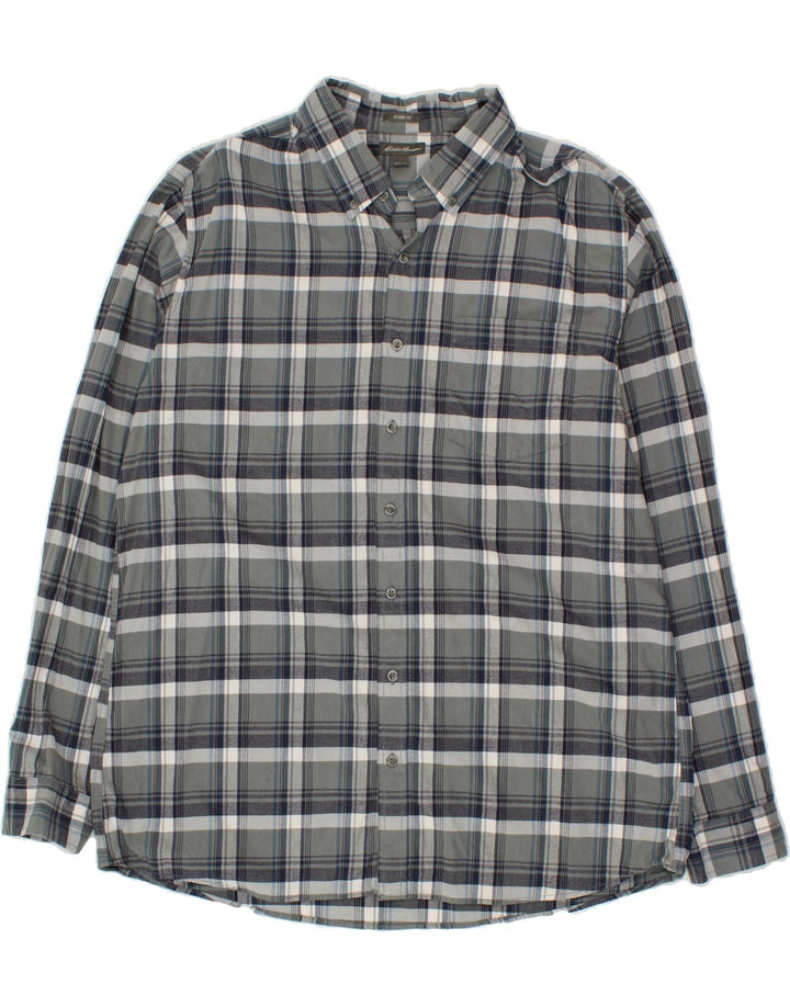 EDDIE BAUER Mens Classic Fit Shirt XL Grey Check Cotton Vintage Eddie Bauer and Second-Hand Eddie Bauer from Messina Hembry 