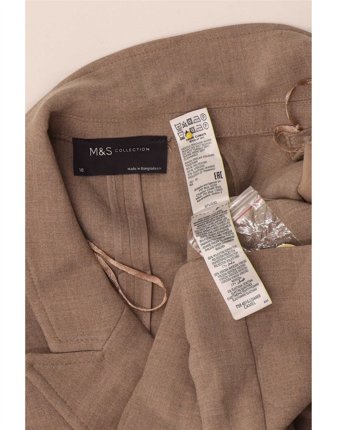 Marks & Spencer Dame Dobbeltradet Blazer Jacket UK 18 XL Beige