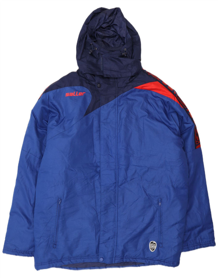 Saller Herre Grafisk Hætte Skijakke UK 44 2XL Blå Colourblock Polyester
