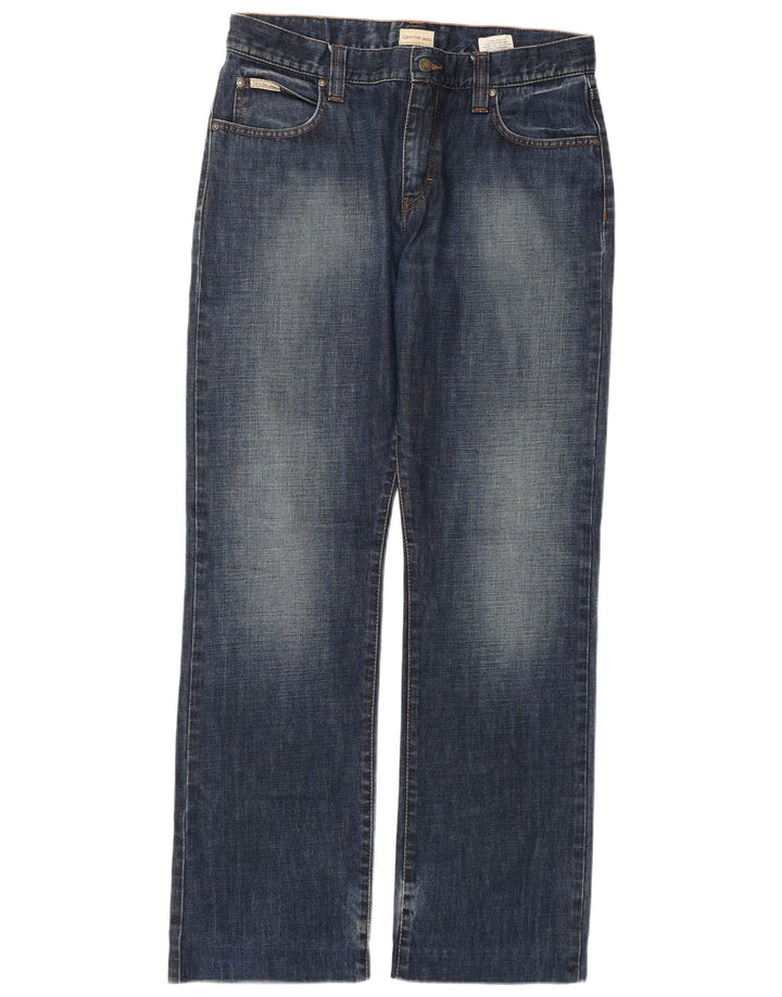 CALVIN KLEIN Straight jeans til mænd W34 L32 Blå Bomuld