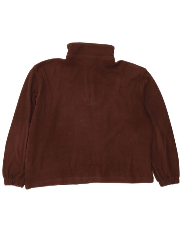 ELLESSE Dame Oversized Zip Neck Fleece Jumper UK 12 Medium Brown