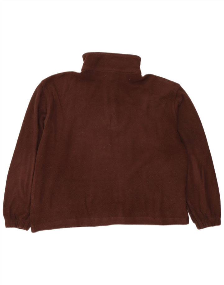 ELLESSE Dame Oversized Zip Neck Fleece Jumper UK 12 Medium Brown