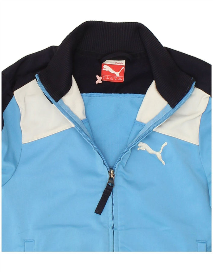 PUMA Boys Tracksuit Top Jacket 9-10 Years Blue Colourblock Vintage Puma and Second-Hand Puma from Messina Hembry 