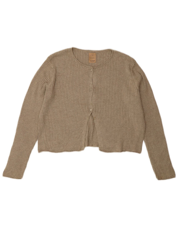 Zara Girls Crop Cardigan Sweater 11-12 År Beige Viscose