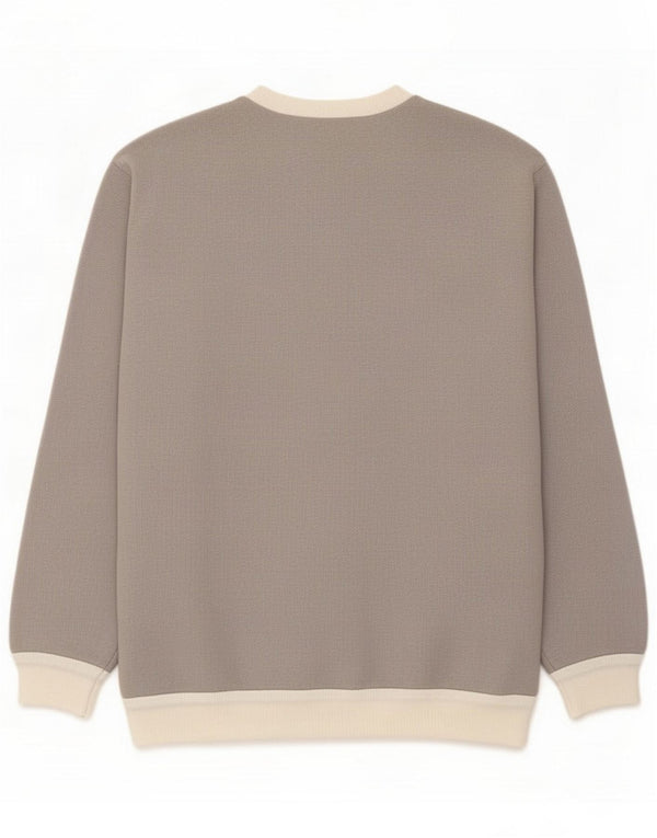 Vintage Dame Sweatshirt Jumper UK 18 XL Grå Colourblock Akryl