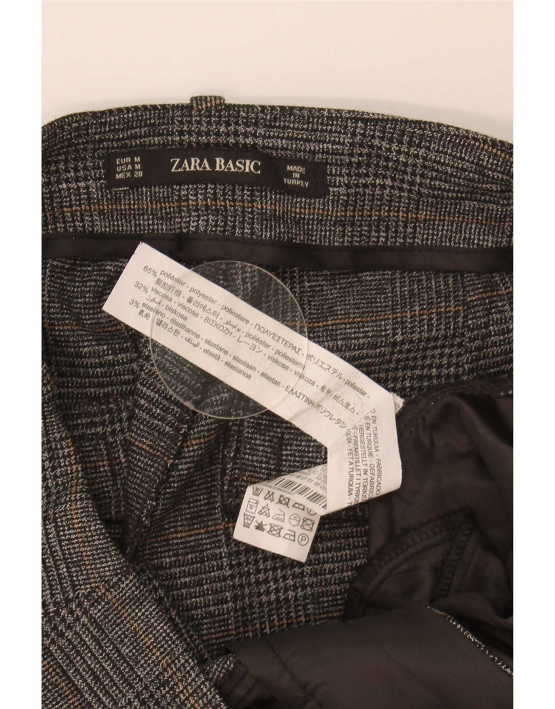 Zara Slim Chino Bukser Medium W28 L27 Grå Houndstooth Polyester