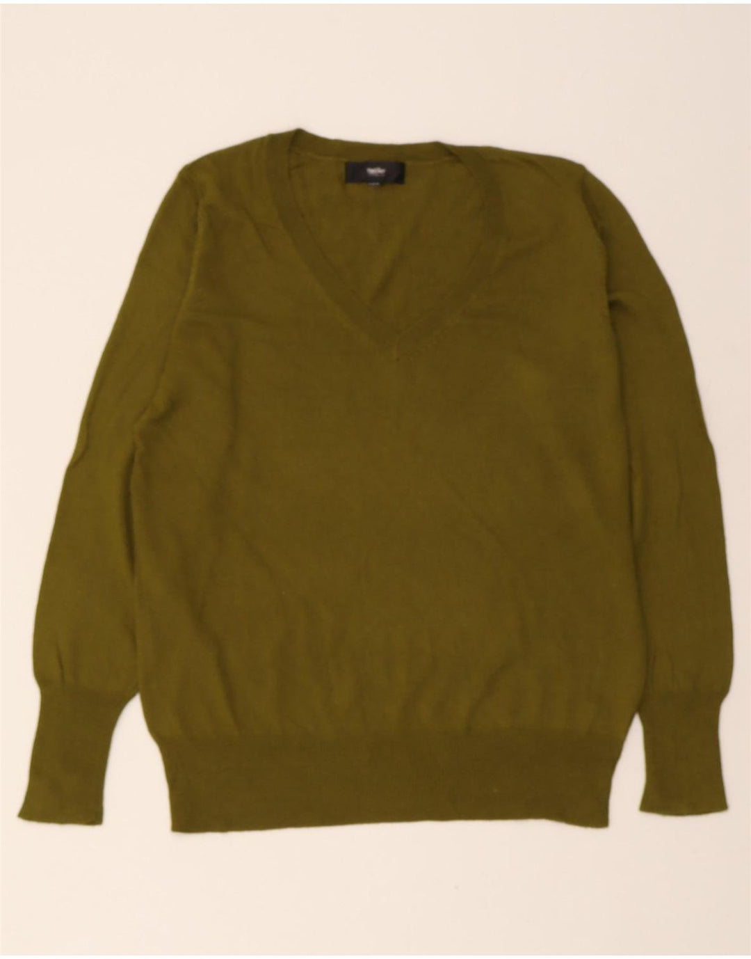 MOSSIMO Mens V-Neck Jumper Sweater Medium Khaki Nylon Vintage Mossimo and Second-Hand Mossimo from Messina Hembry 