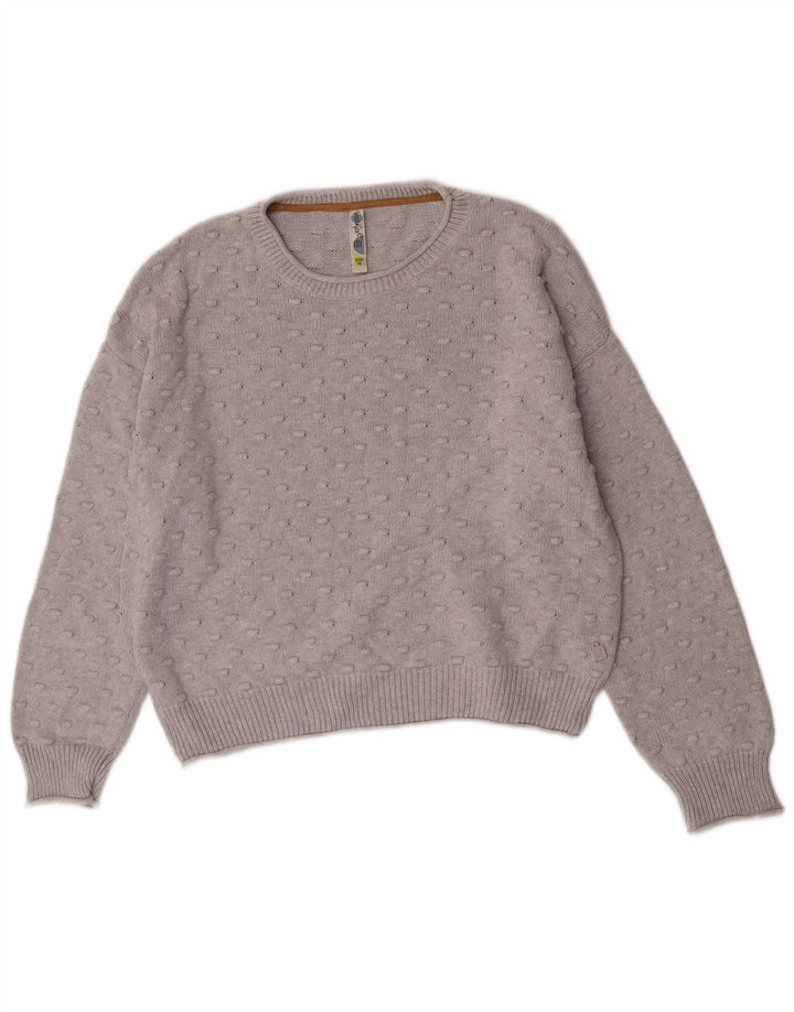 White Stuff Dame Boat Neck Jumper Sweater UK 16 Stor Grå Bomuld