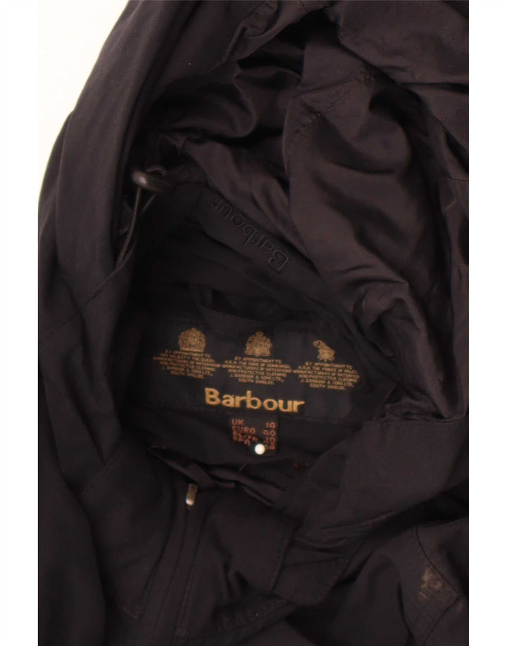 Barbour Regnjakke med hætte til kvinder UK 14 Stor sort bomuld