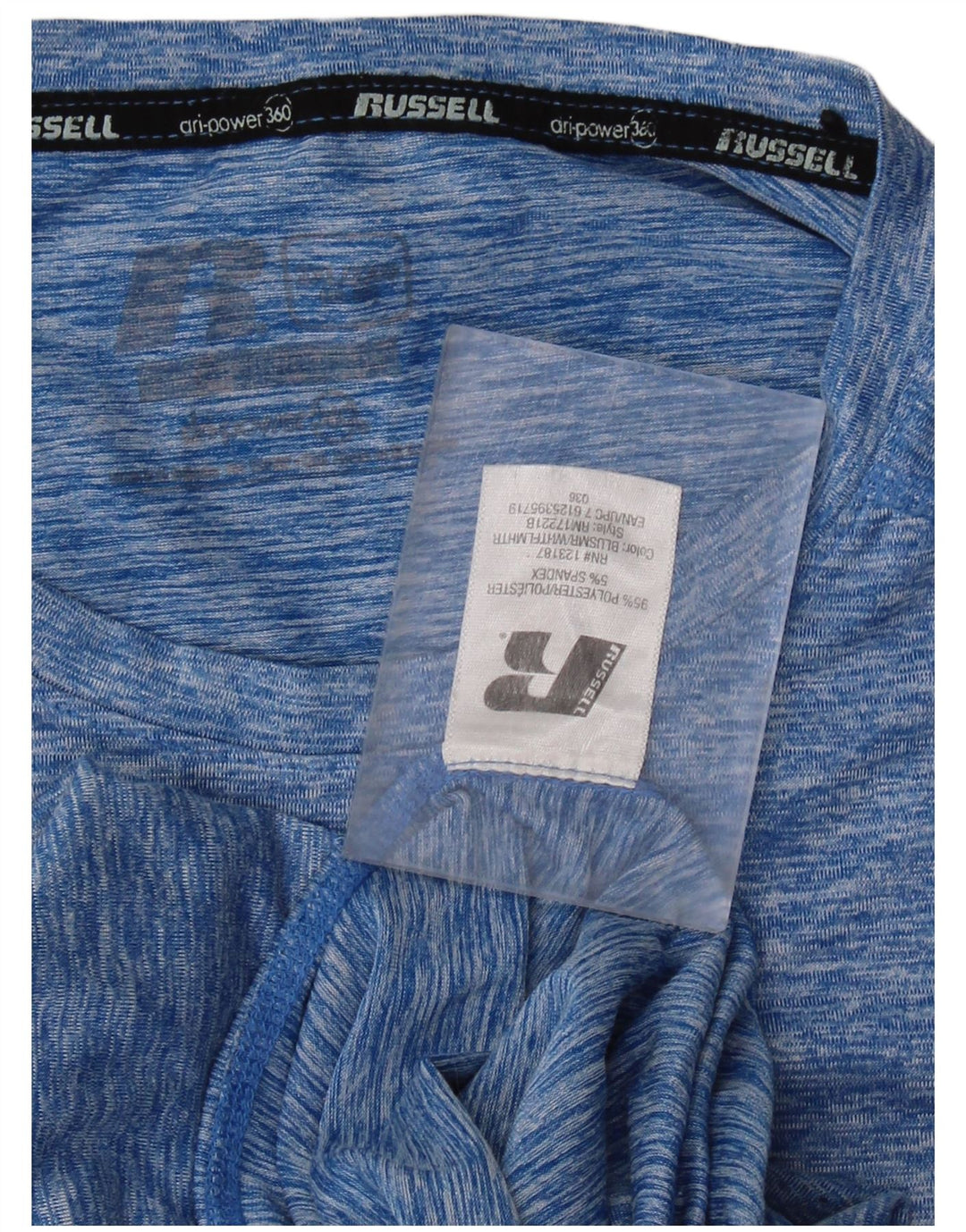 Russell Athletic Herre T-Shirt Top 2XL Blå Flecked Polyester