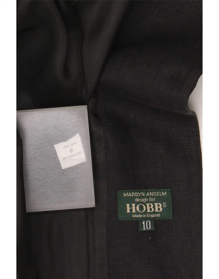 Hobbs Dame 1 Knap Blazer Jacket UK 10 Small Black Linen