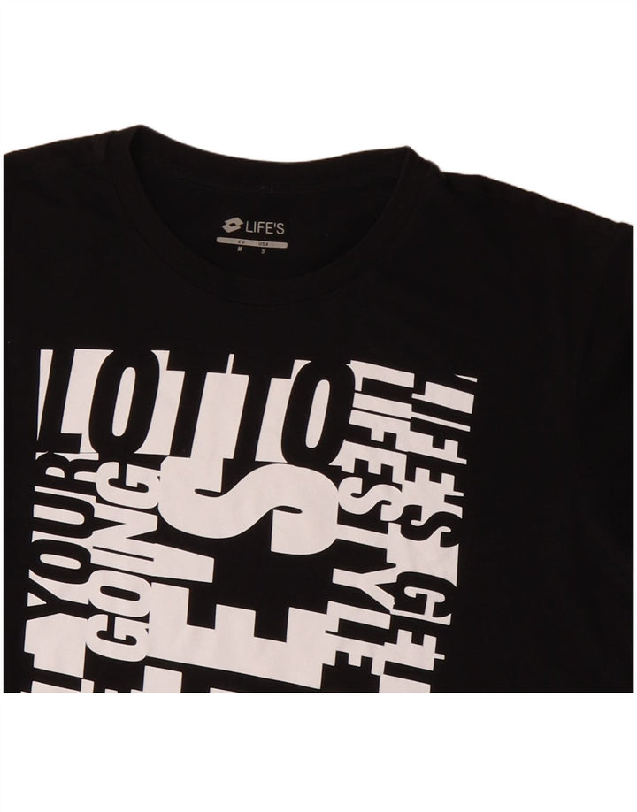 LOTTO Herre Grafisk T-Shirt Top Lille Sort Bomuld