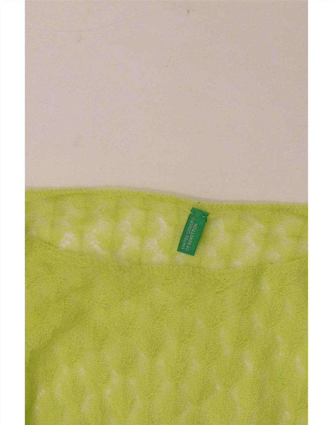 Benetton Dame Se Through Top Langærmet UK 16 Large Green