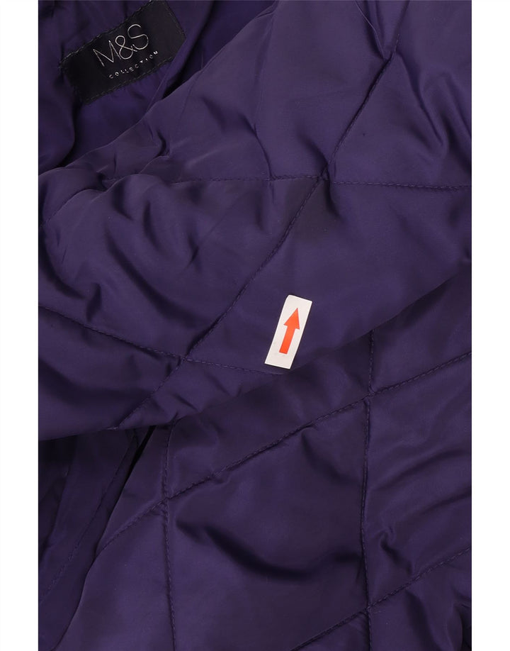 Marks & Spencer Quiltet overfrakke til kvinder UK 14 Stor lilla polyester