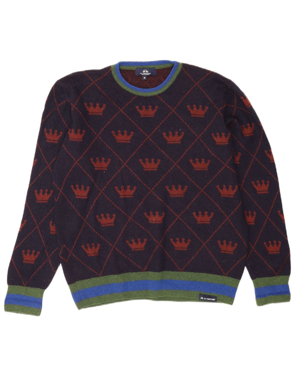 La Martina Herre abstrakt mønster rund hals sweater medium marineblå
