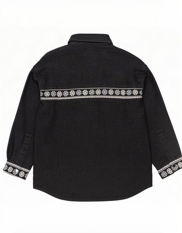 Zara Dame Oversized Shirt UK 14 Medium Sort Geometrisk Bomuld