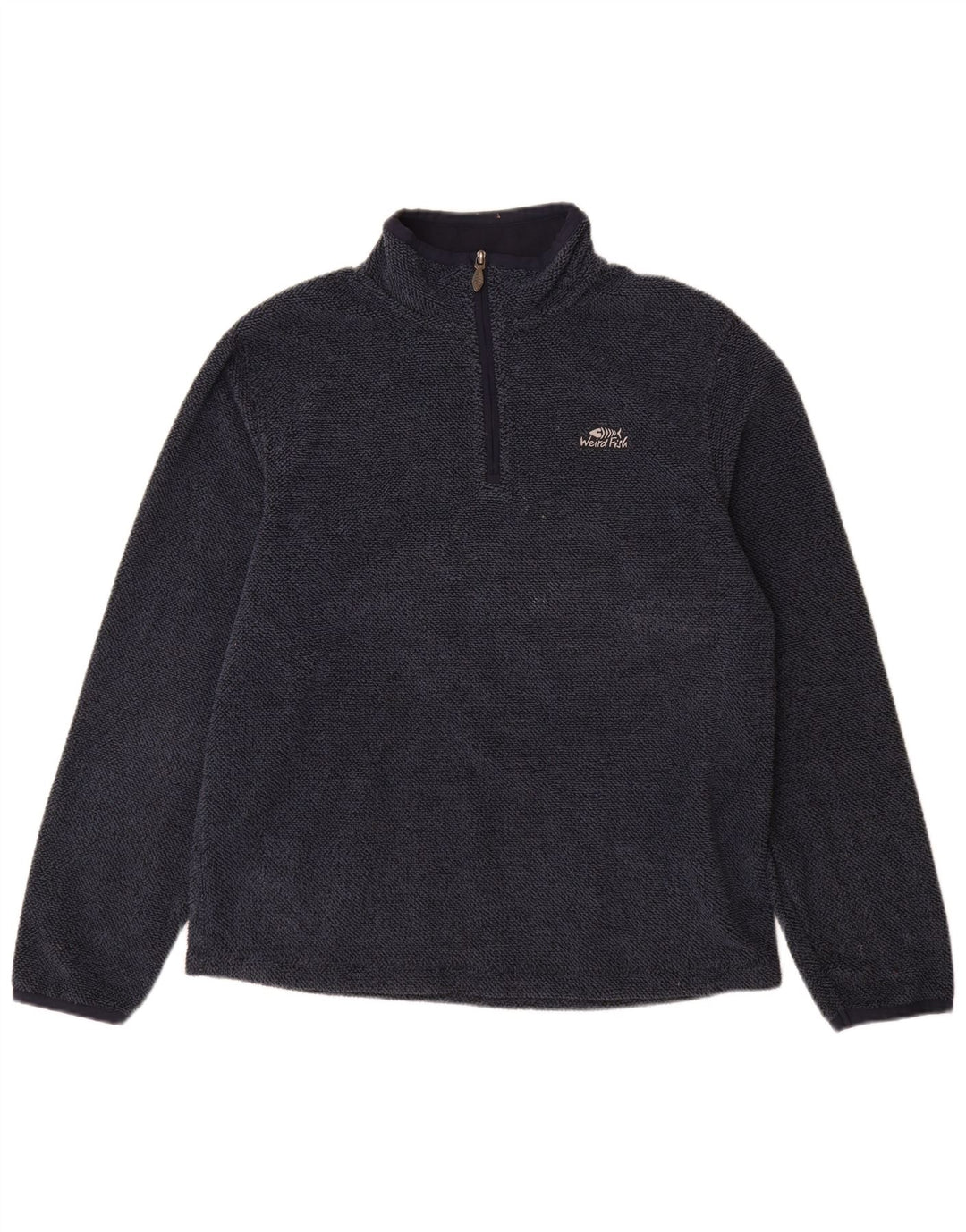 Weird Fish Herre 1/4 Zip Neck Fleece Jumper Large Navy Blue Polyester