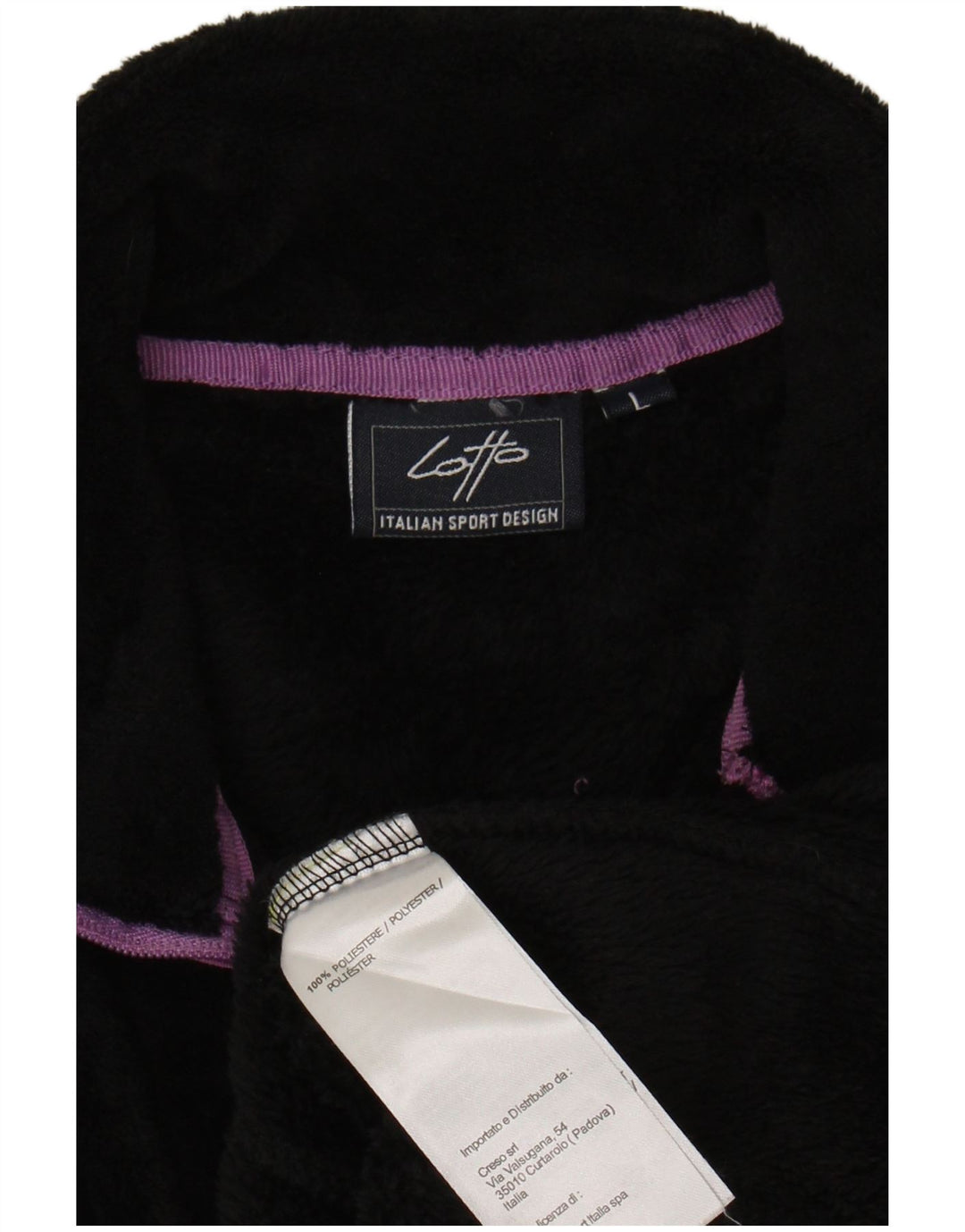 LOTTO Womens Zip Neck Fleece Jumper UK 14 Large Black Polyester