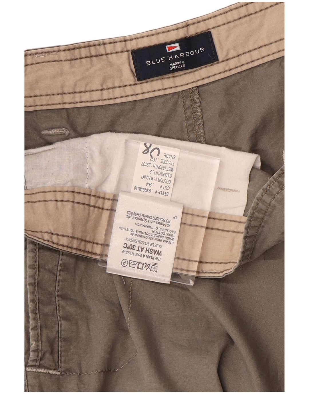 Marks & Spencer Herre Blue Harbor Straight Cargo Bukser W38 L31 Grå